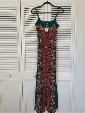 Free People Teal Floral morning glory Bohemian Maxi Dress
